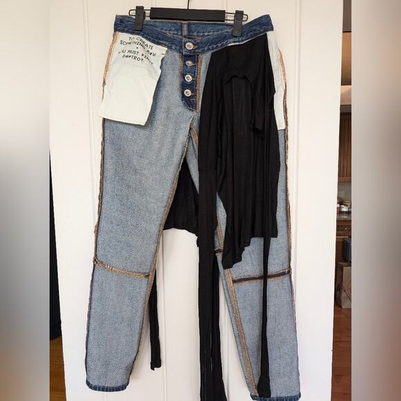 Ben Taverniti Unravel Project Jeans with jersey accent Avant Garde- 27 - Picture 7 of 11